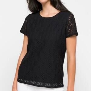Market & Spruce women's XS black crochet front short sleeve tee stitch fix casua
